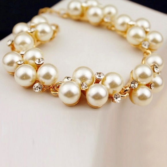2 for $30 Gold Tone Faux Pearl Bracelet - Picture 2 of 2
